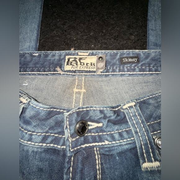 UEC EXPRESS REROCK STYLISH LOW RISE SKINNY DENIM BLUE JEANS SZ 6 - Picture 9 of 12